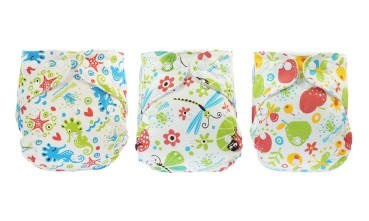 Blümchen OneSize slimfit Kuschel Höschenwindel BioBaumwolle Drucki (3-15kg) 2. Qualität