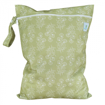 Blümchen Windelsack/ Wetbag PUL mit Zip FLORAL green (Made in Turkey)