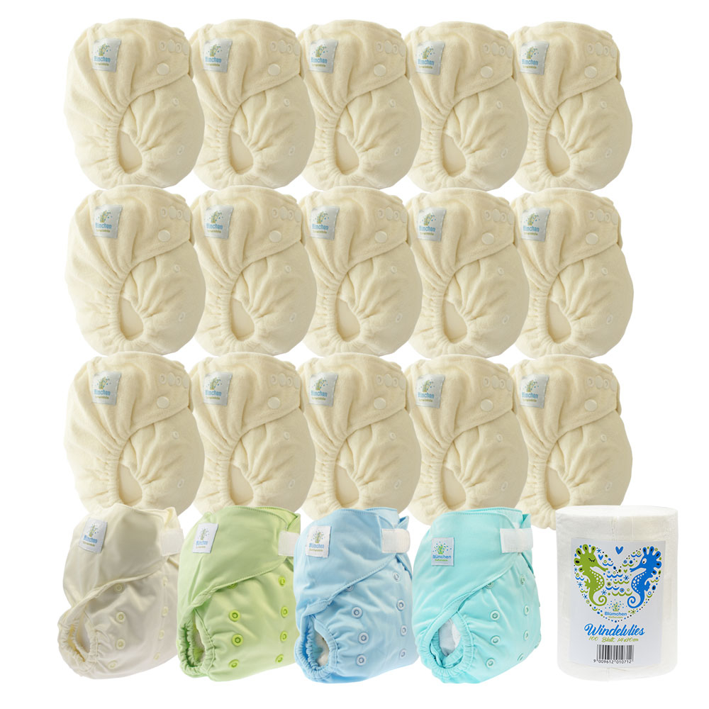 Blümchen Bamboo nappy Completepack 20+6+1