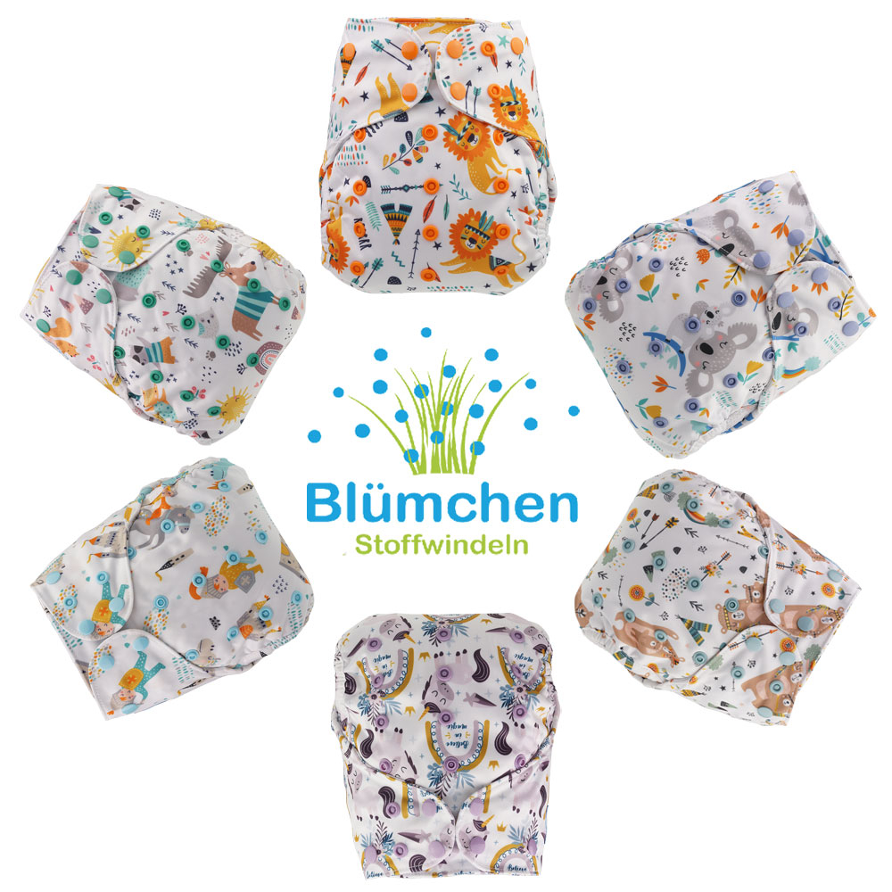 Blümchen Komplettpaket Prefolds Bambusfrottee