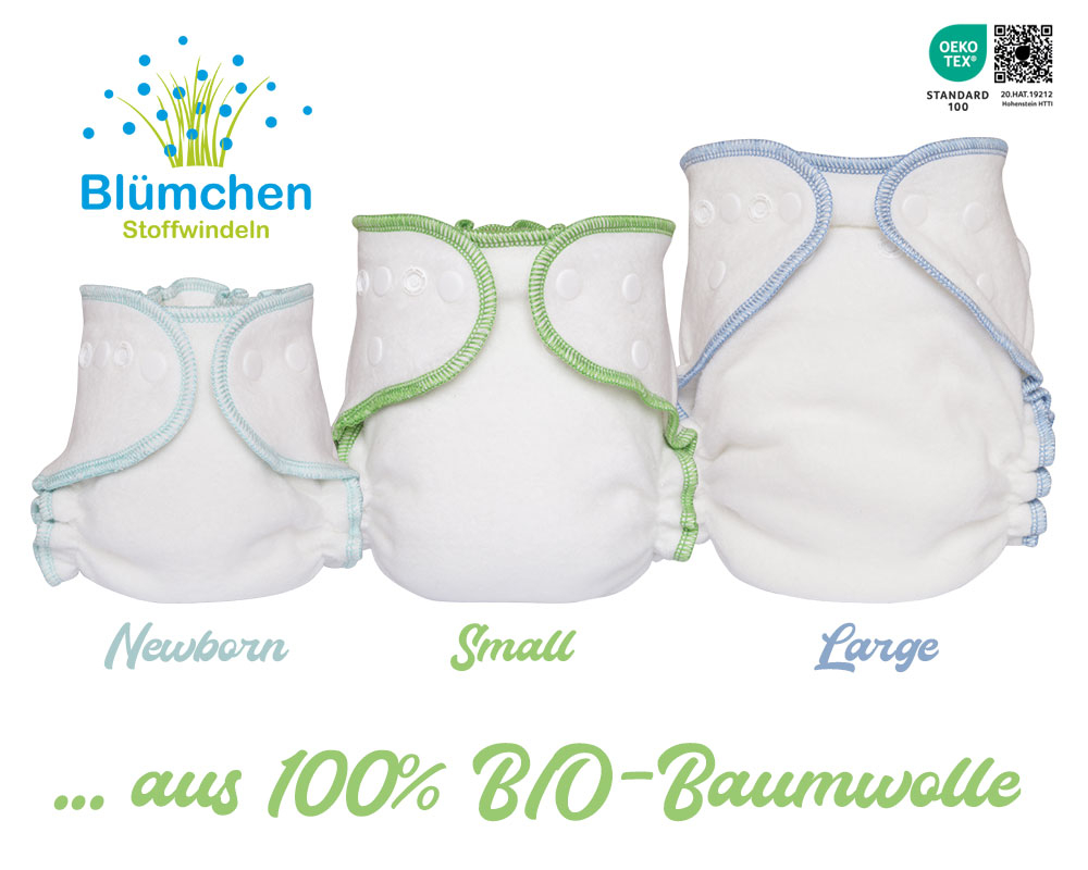 Blümchen Tagespaket Kuschel-Höschenwindel Druckknopf BioBaumwolle in Größen