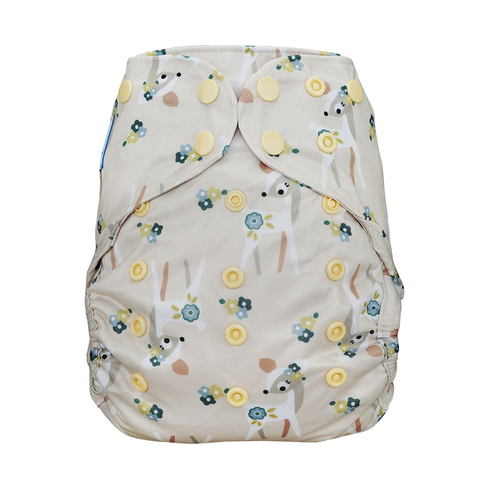 Warehousedeal: Blümchen diaper cover OneSize (3,5-16kg) Snap BAMBI